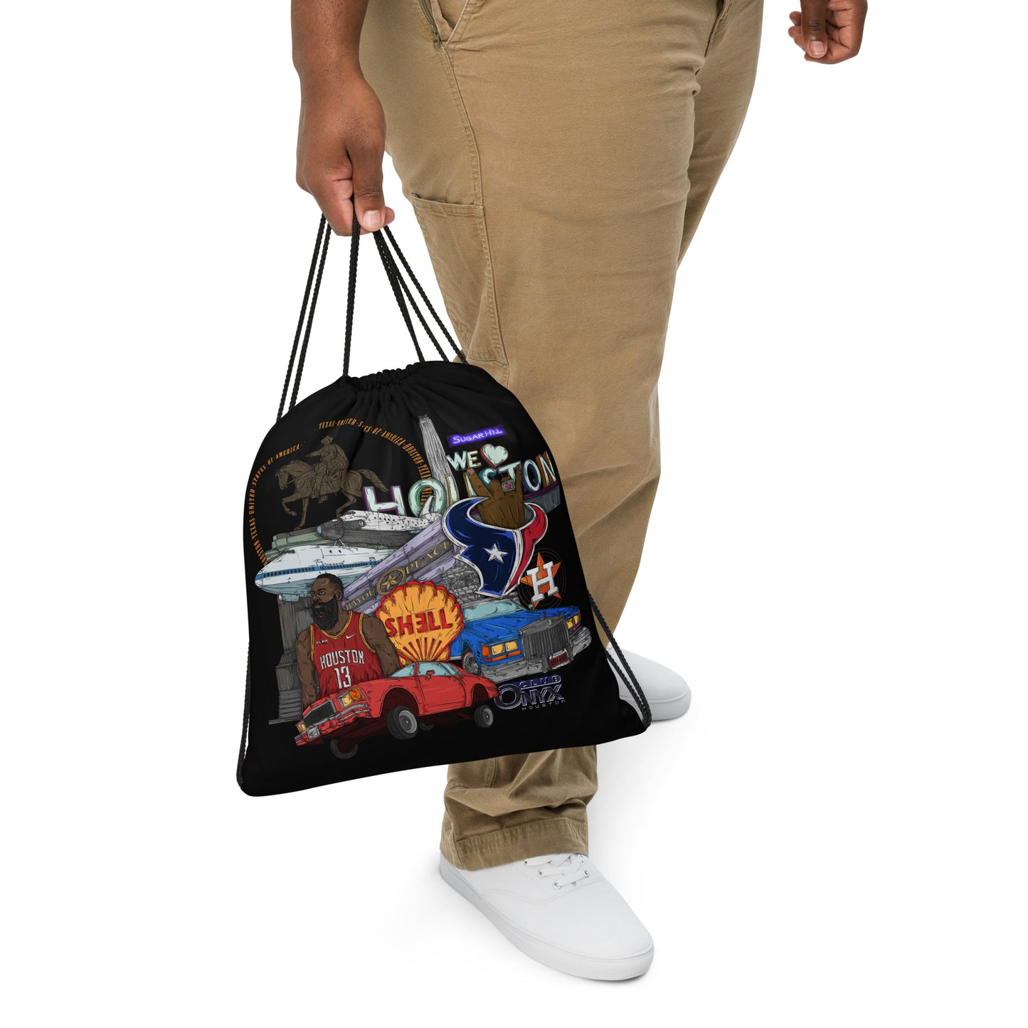 Houston Graphic Drawstring bag (black)