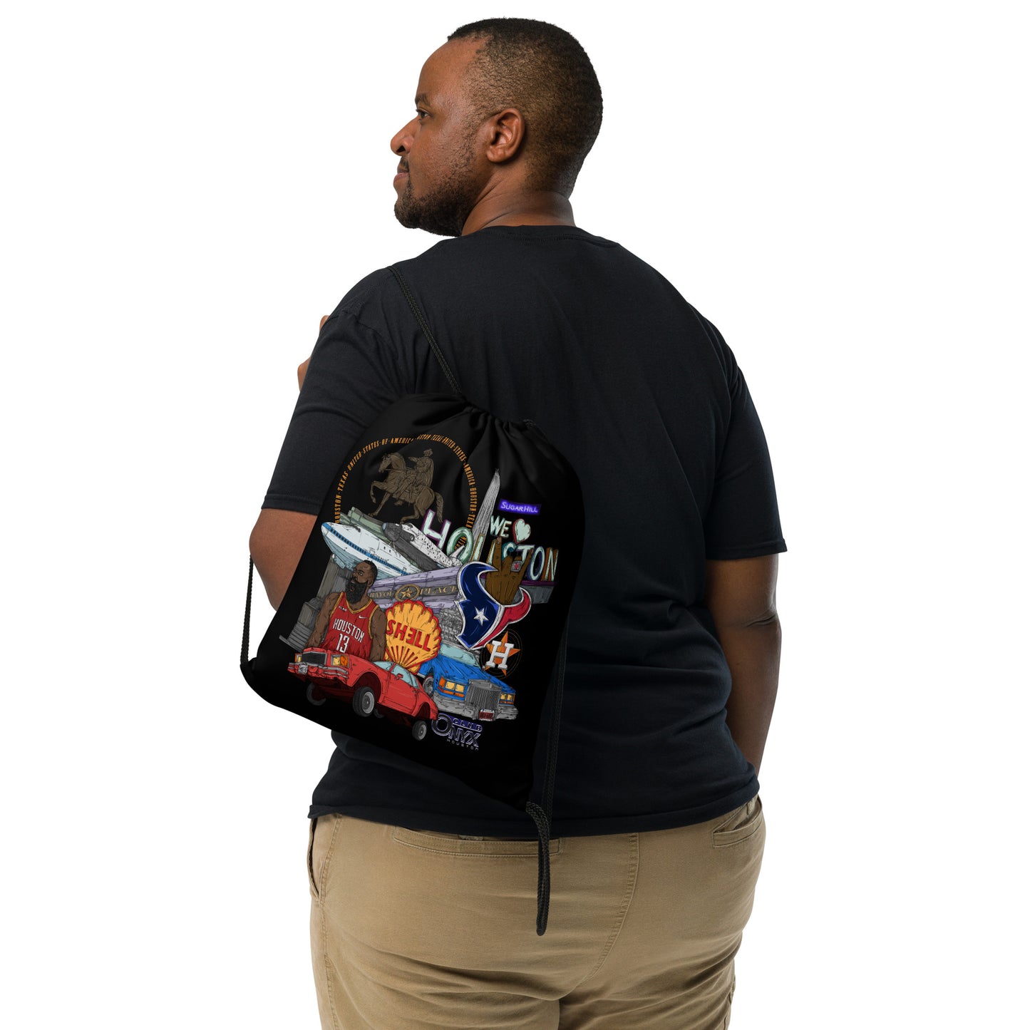Houston Graphic Drawstring bag (black)