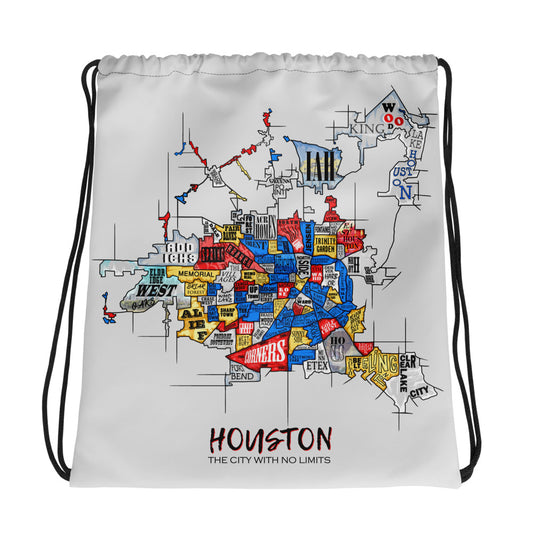 Houston Map Drawstring bag