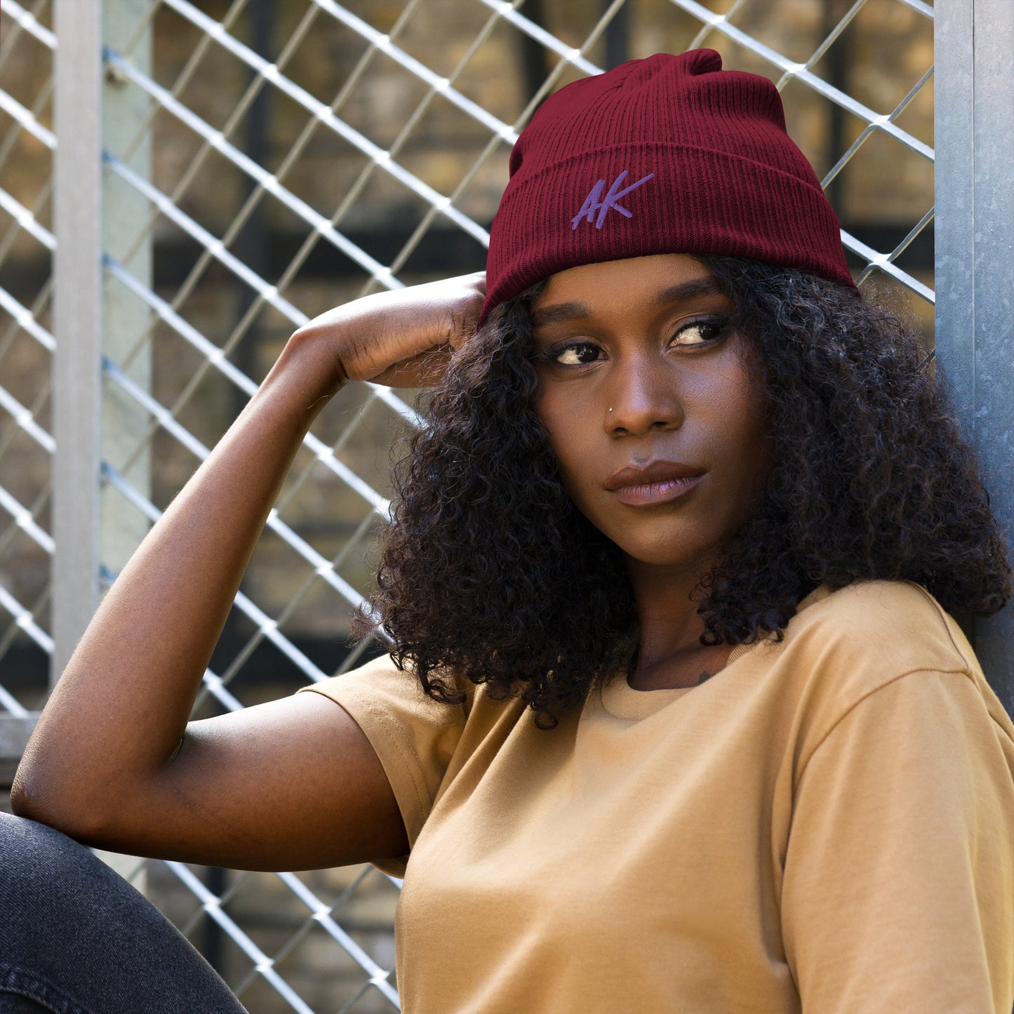 AK ribbed beanie (purple)