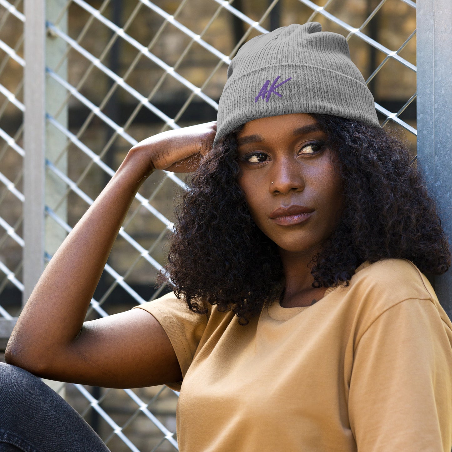 AK ribbed beanie (purple)