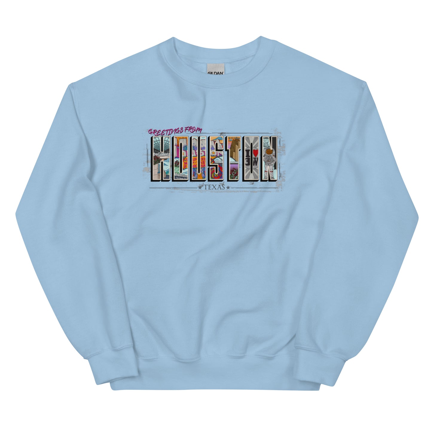 Houston Post Card Style Crewneck (unisex)