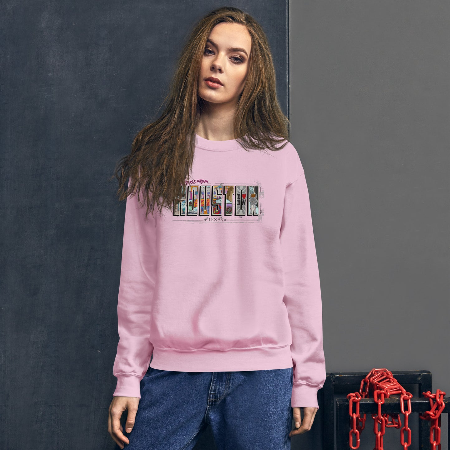 Houston Post Card Style Crewneck (unisex)