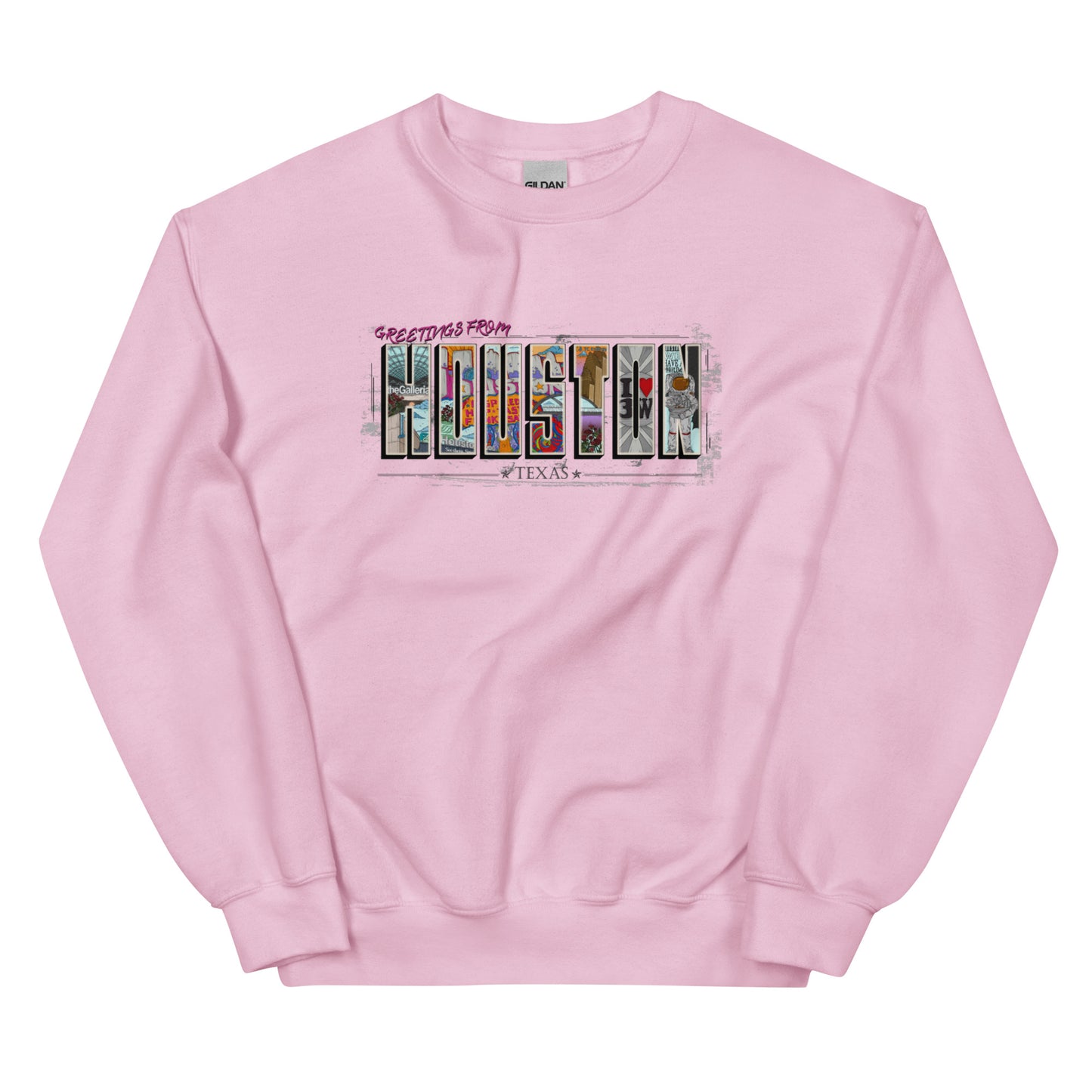 Houston Post Card Style Crewneck (unisex)