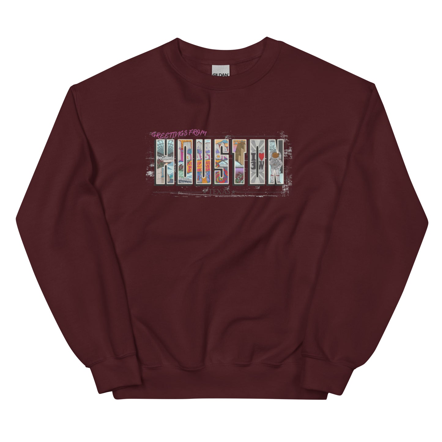 Houston Post Card Style Crewneck (unisex)