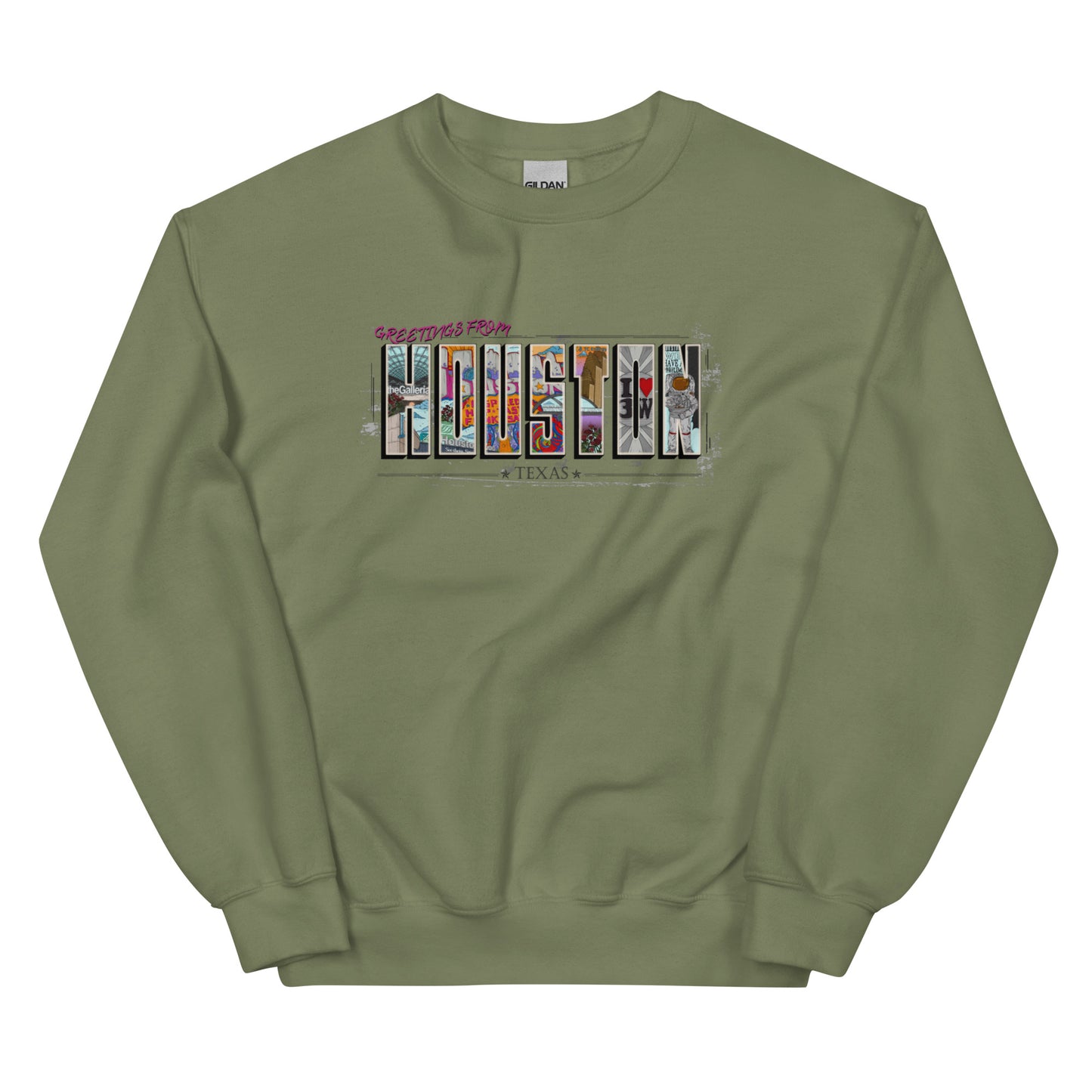 Houston Post Card Style Crewneck (unisex)