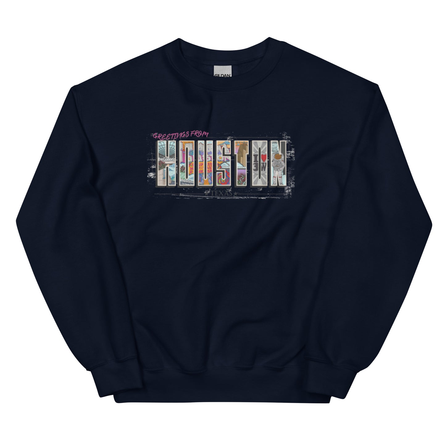 Houston Post Card Style Crewneck (unisex)