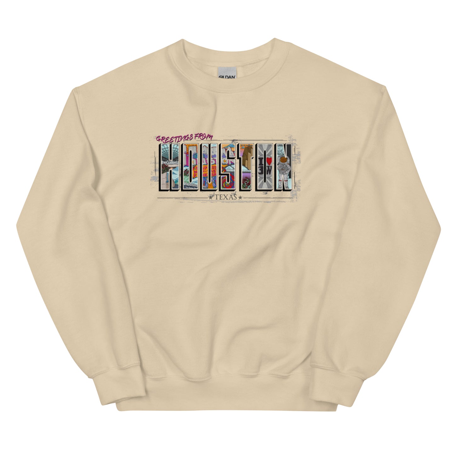 Houston Post Card Style Crewneck (unisex)