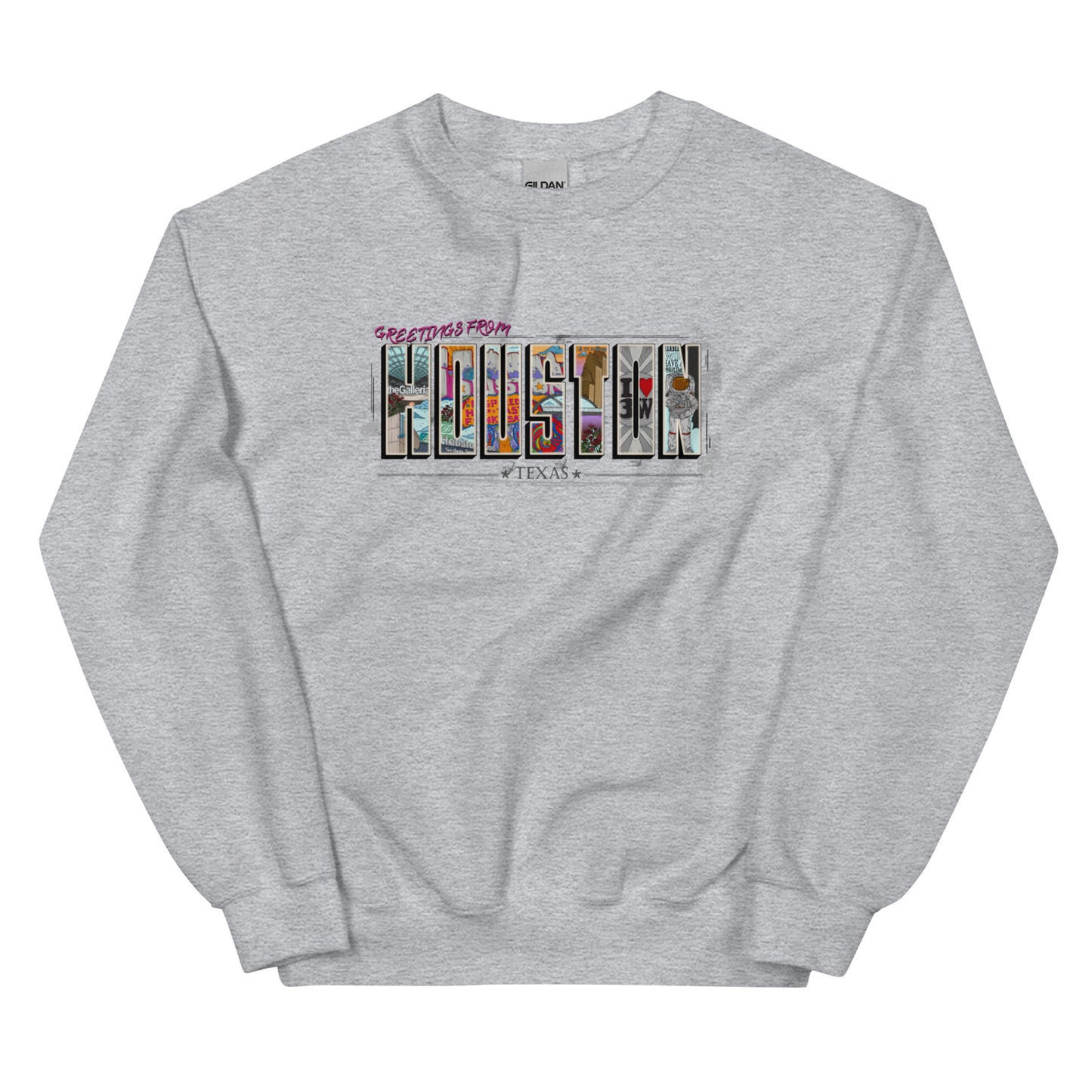 Houston Post Card Style Crewneck (unisex)