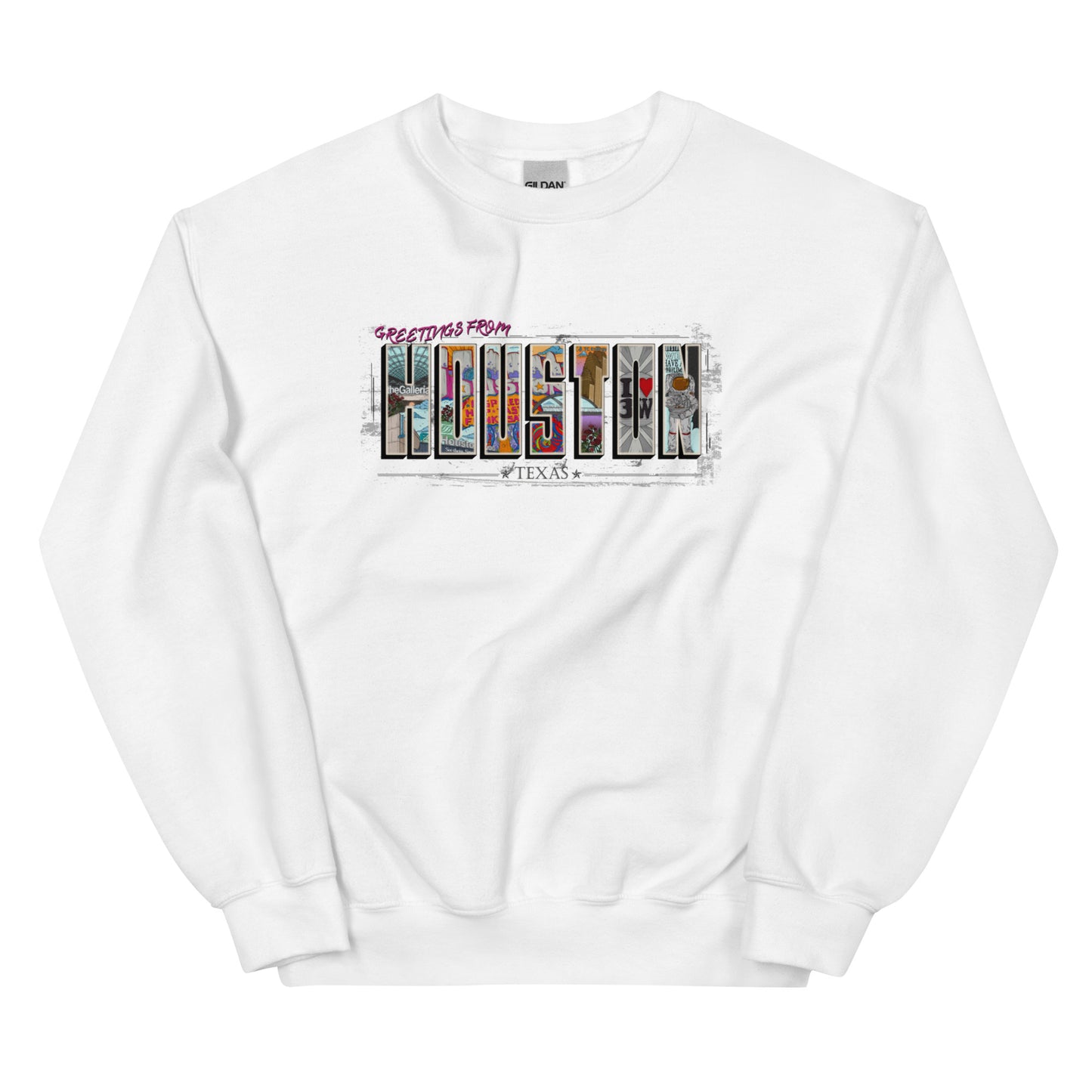 Houston Post Card Style Crewneck (unisex)