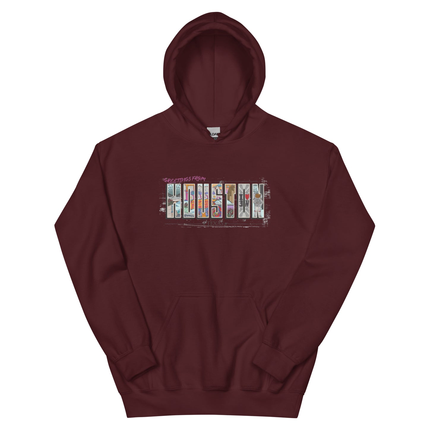 Houston Post Card Style Hoodie (unisex)