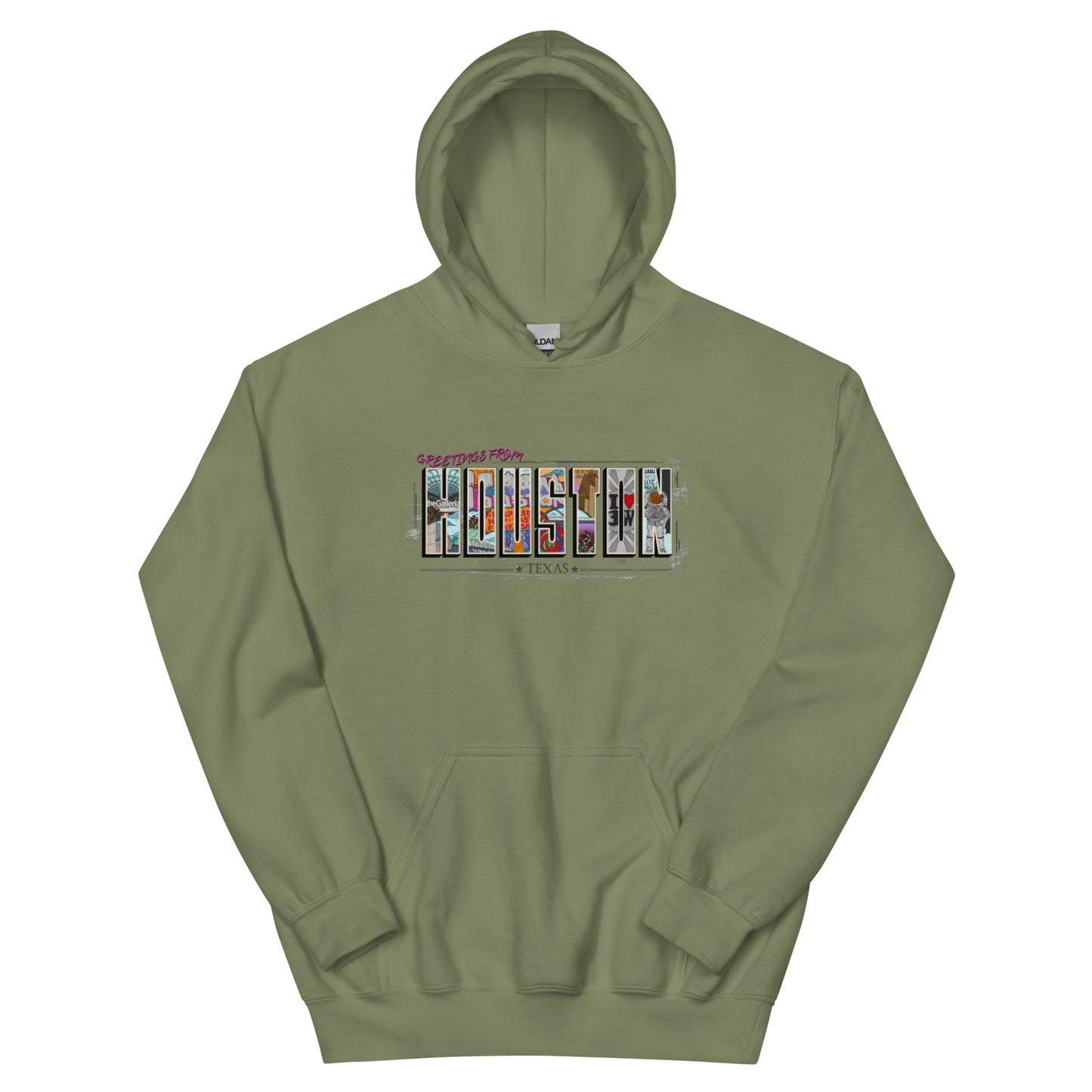 Houston Post Card Style Hoodie (unisex)