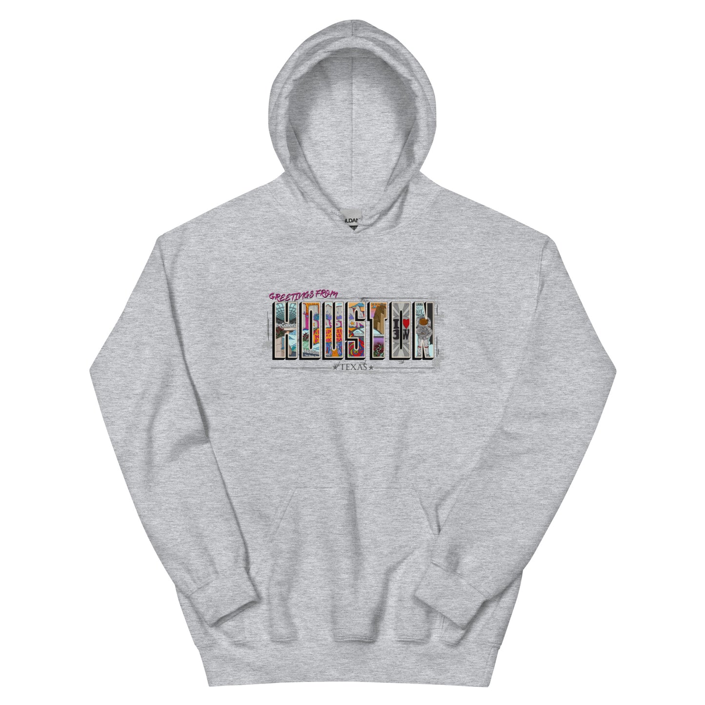 Houston Post Card Style Hoodie (unisex)