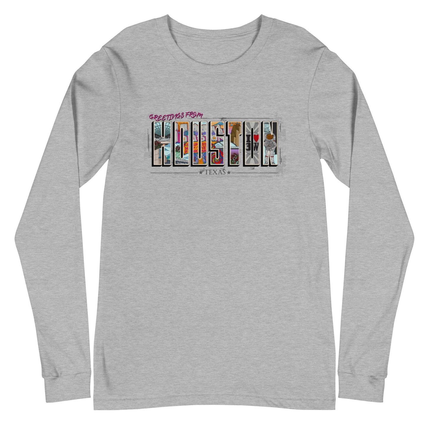 Houston Post Card Style Long Sleeve Tee (unisex)
