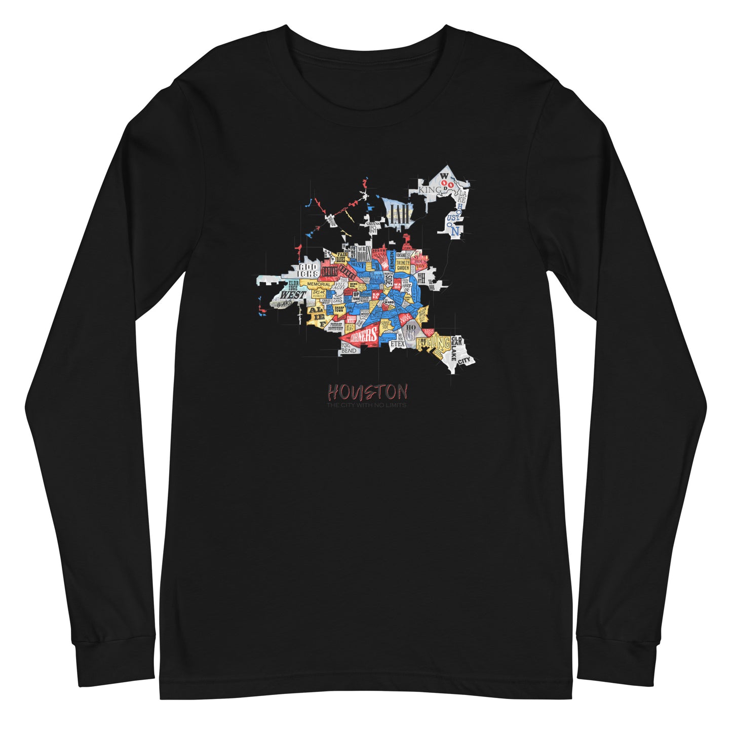 Houston Map Long Sleeve tee (unisex)