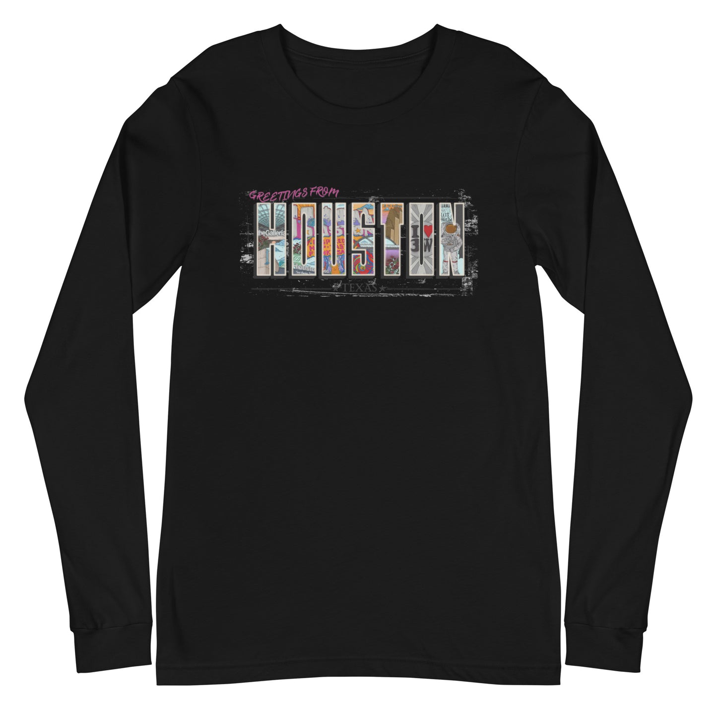 Houston Post Card Style Long Sleeve Tee (unisex)