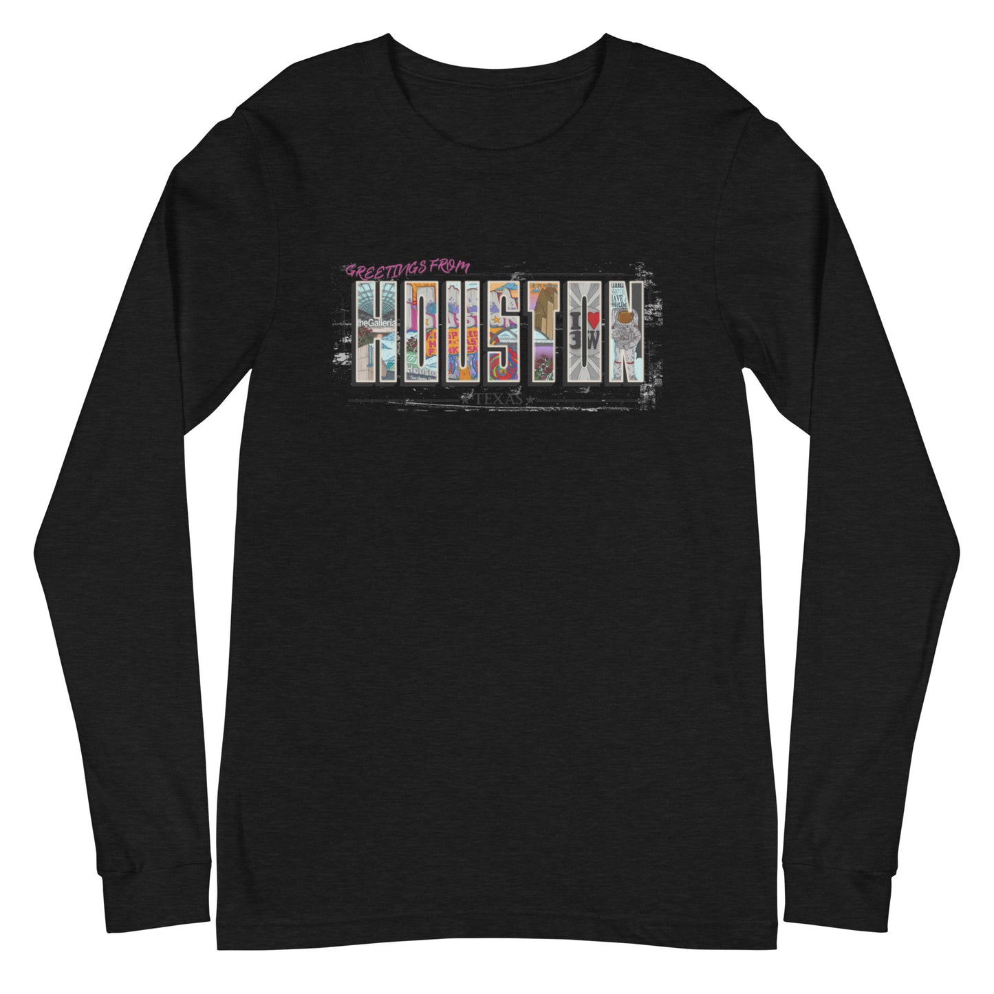 Houston Post Card Style Long Sleeve Tee (unisex)