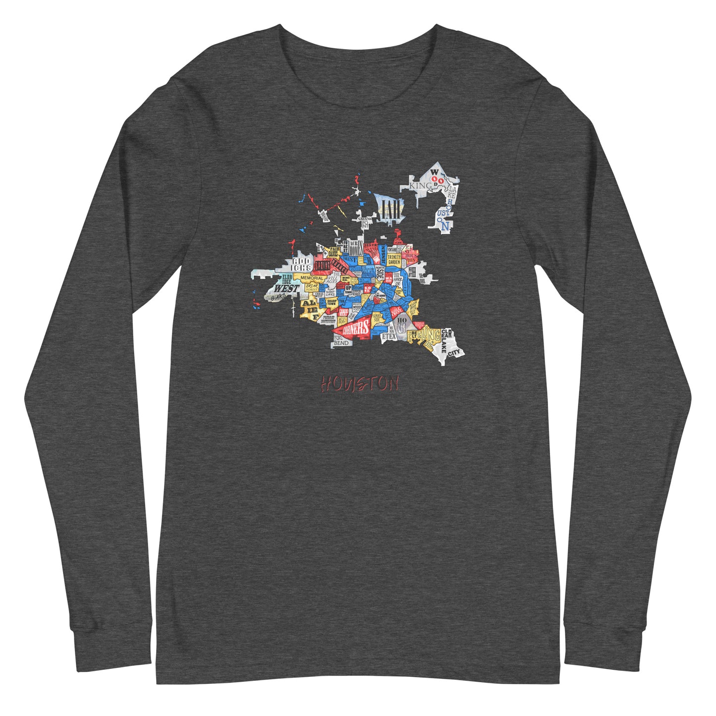 Houston Map Long Sleeve tee (unisex)
