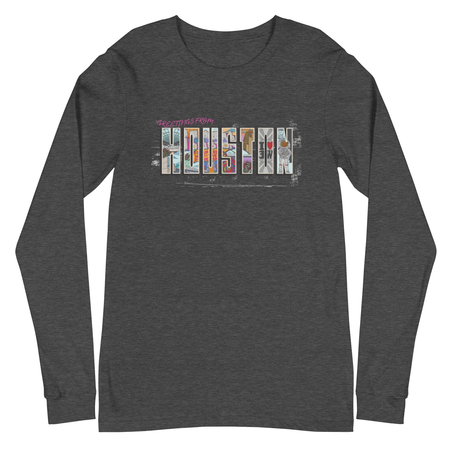 Houston Post Card Style Long Sleeve Tee (unisex)