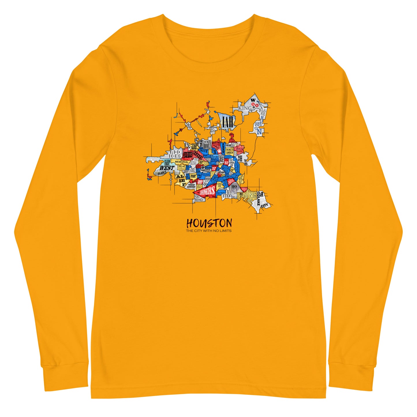 Houston Map Long Sleeve tee (unisex)