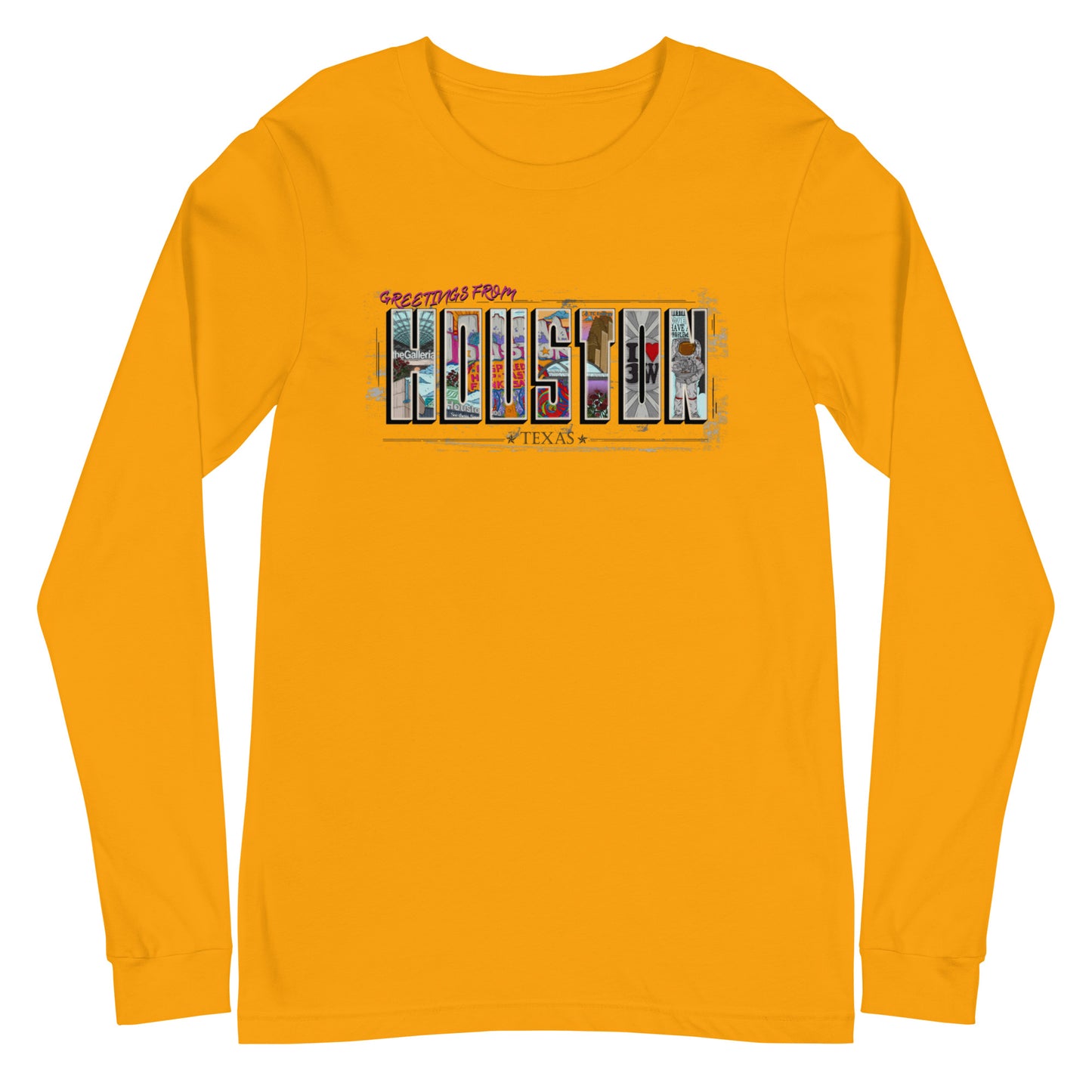 Houston Post Card Style Long Sleeve Tee (unisex)