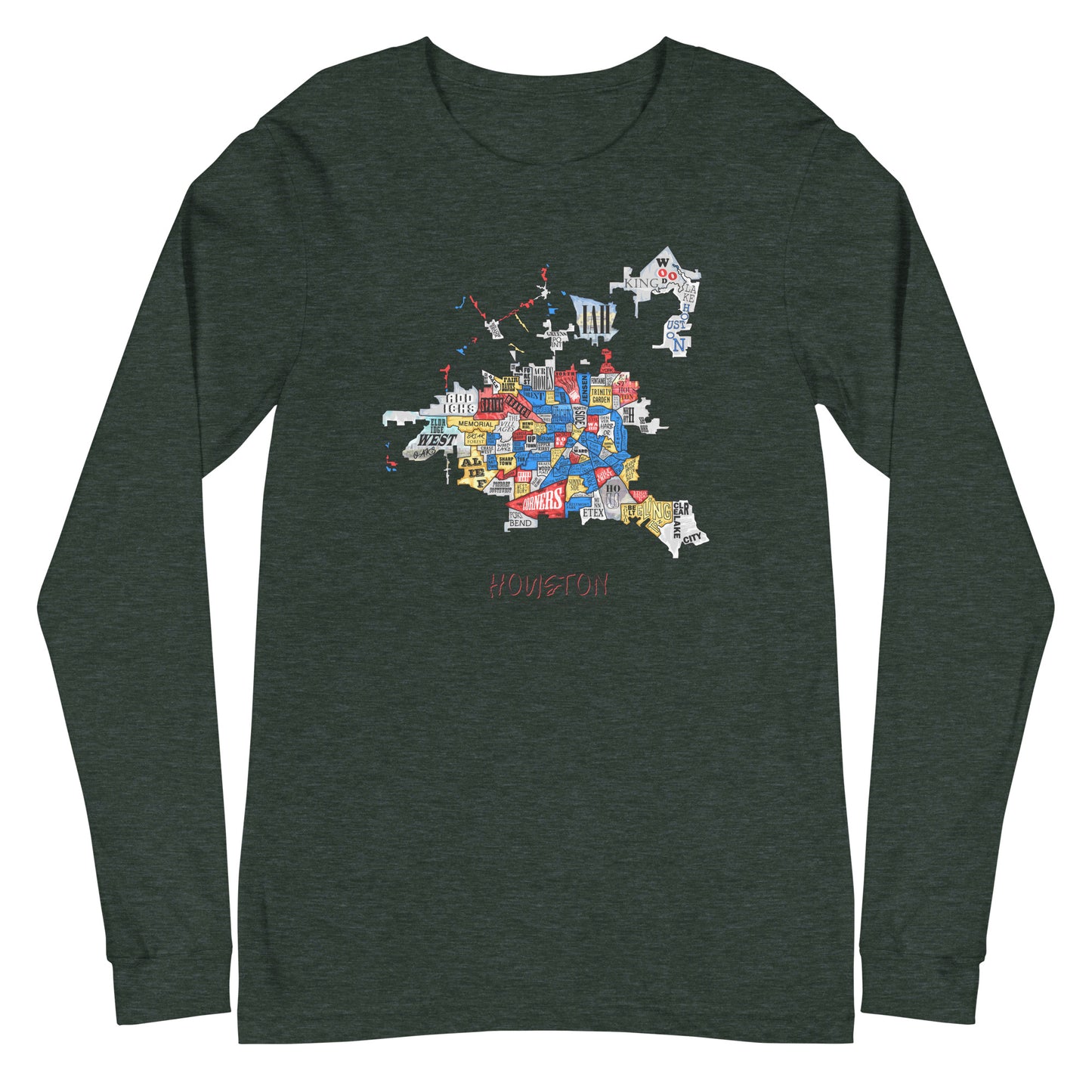 Houston Map Long Sleeve tee (unisex)