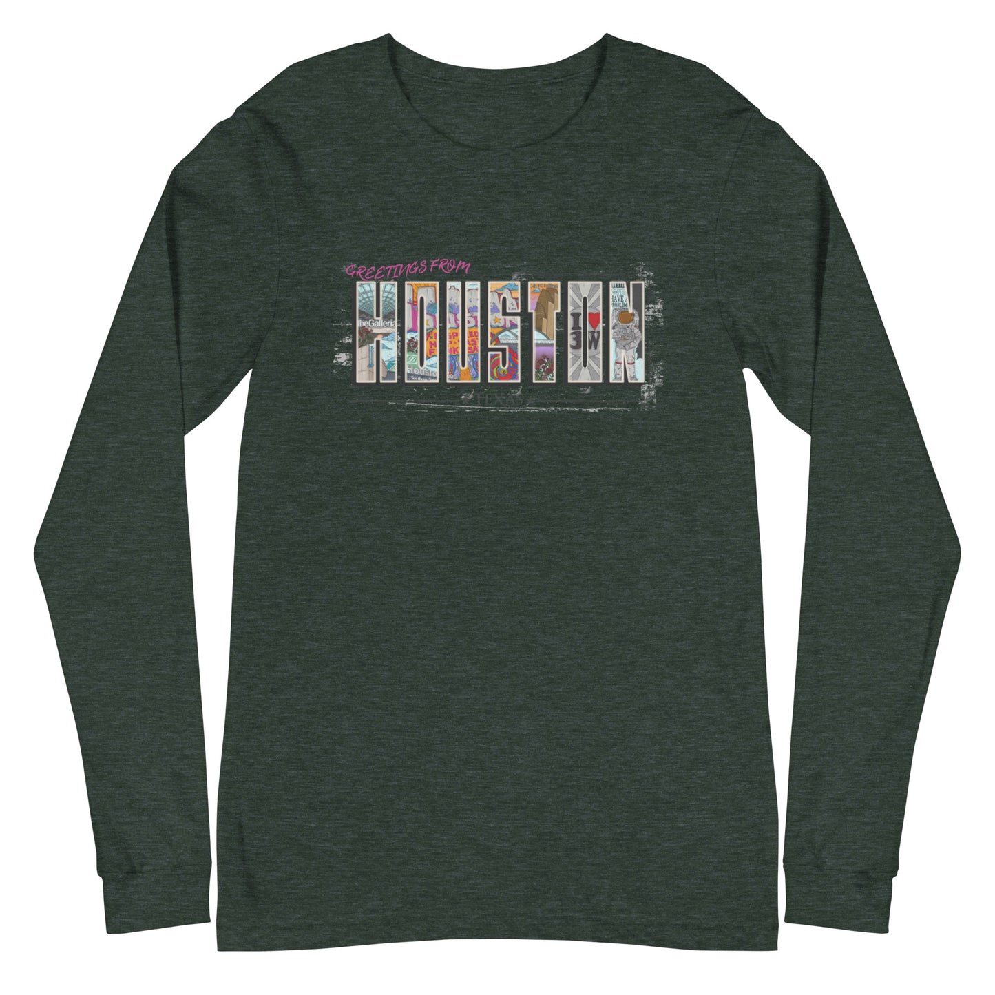 Houston Post Card Style Long Sleeve Tee (unisex)