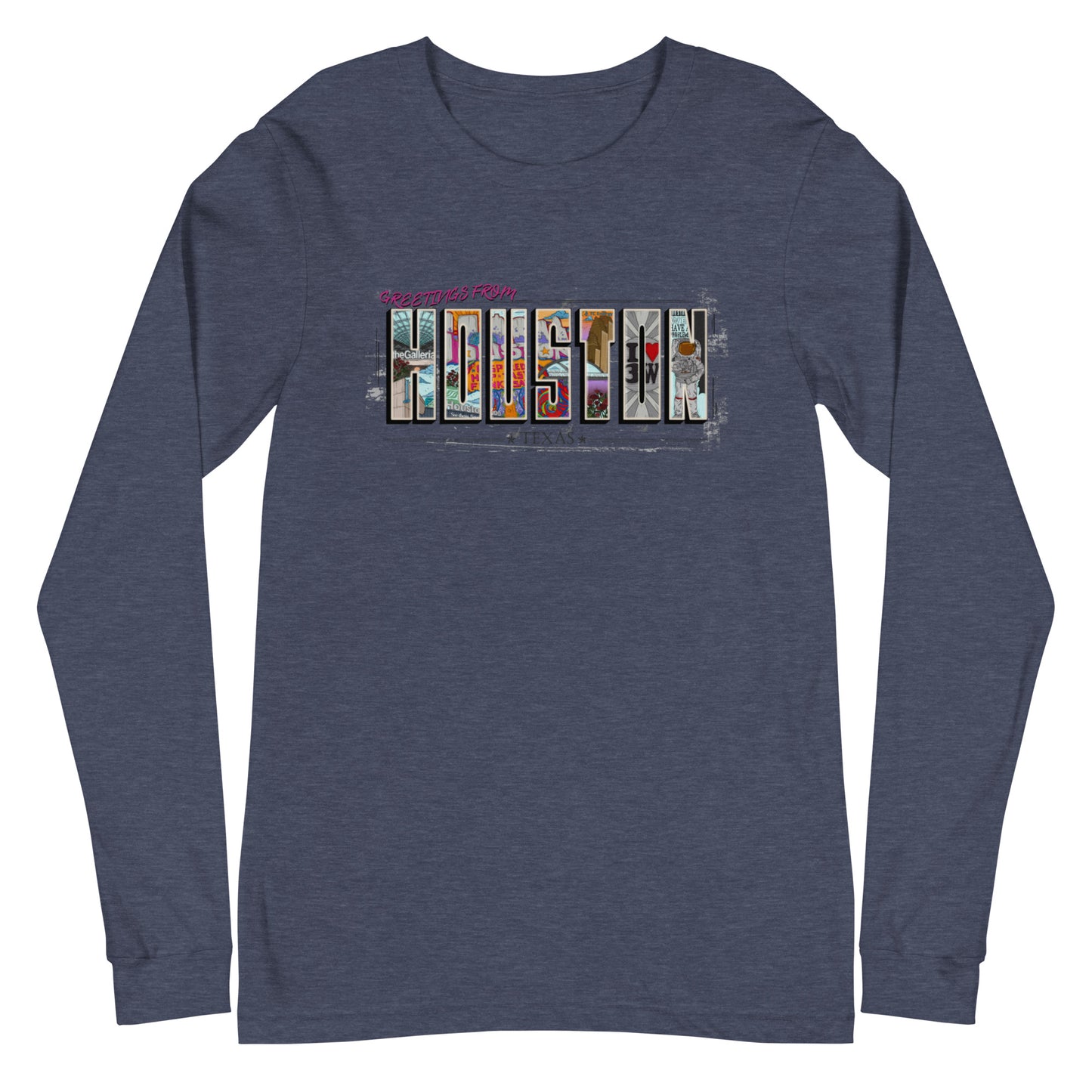 Houston Post Card Style Long Sleeve Tee (unisex)