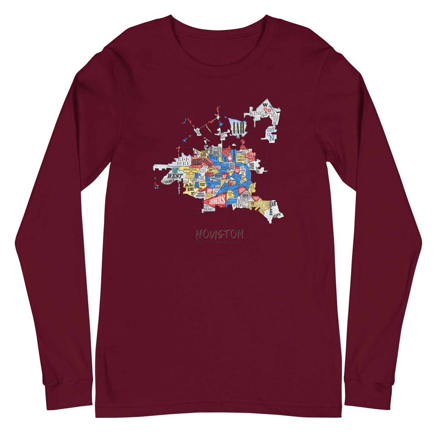 Houston Map Long Sleeve tee (unisex)