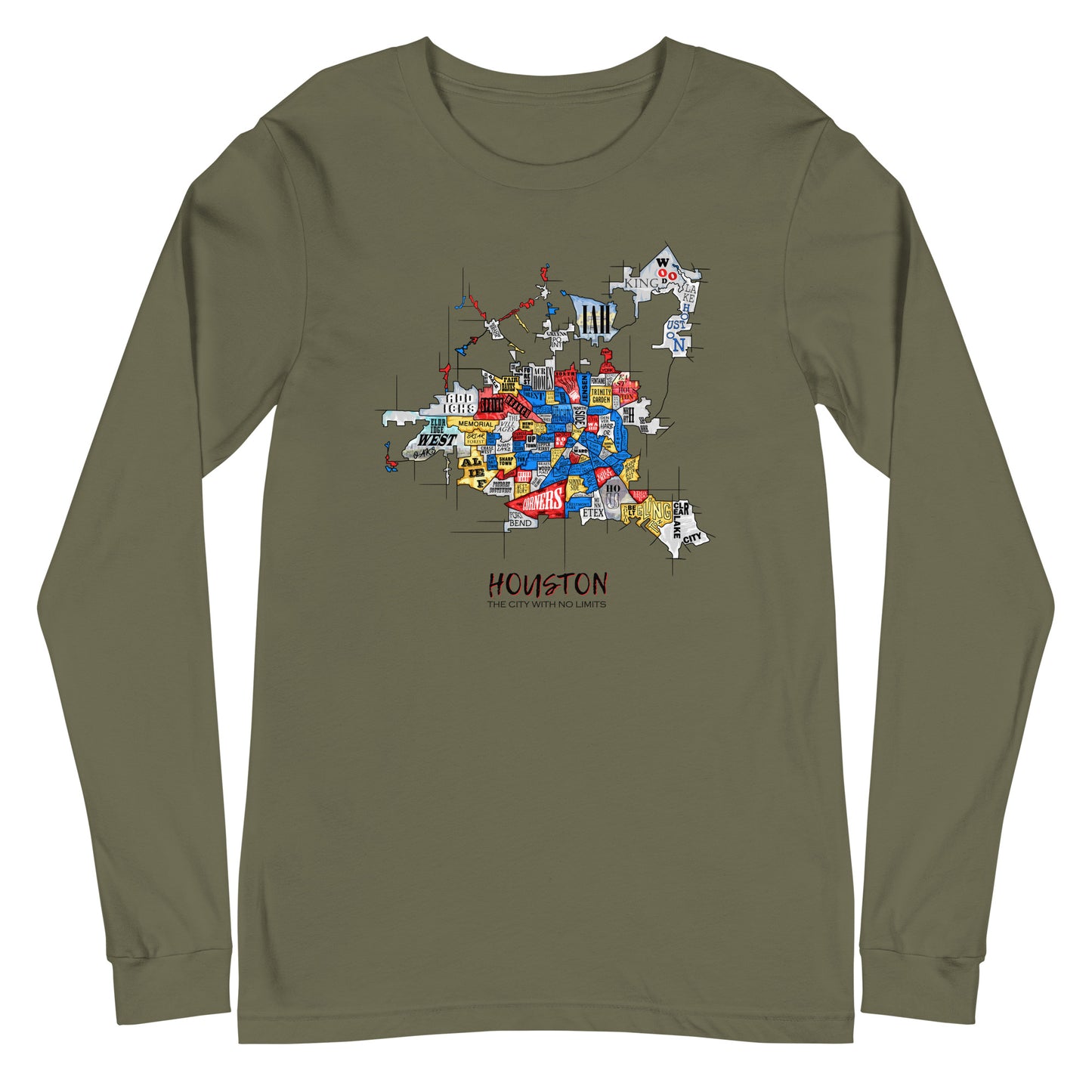 Houston Map Long Sleeve tee (unisex)