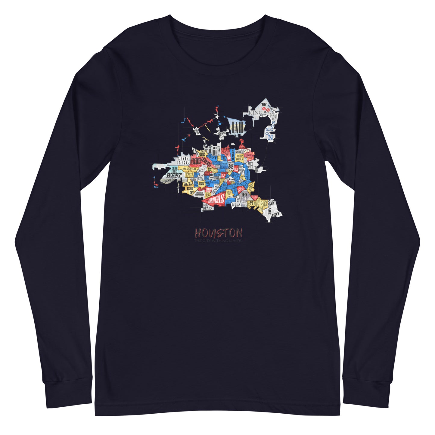 Houston Map Long Sleeve tee (unisex)