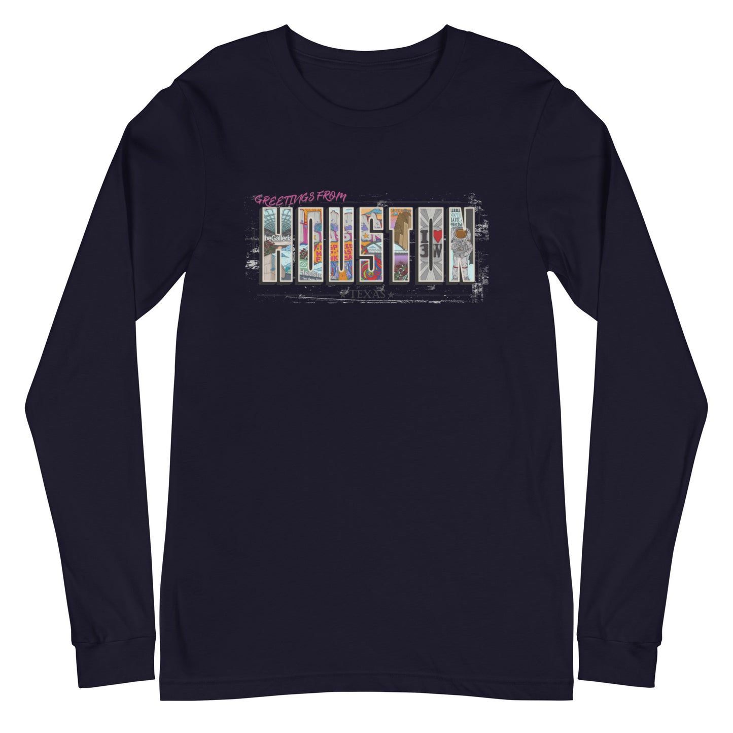 Houston Post Card Style Long Sleeve Tee (unisex)