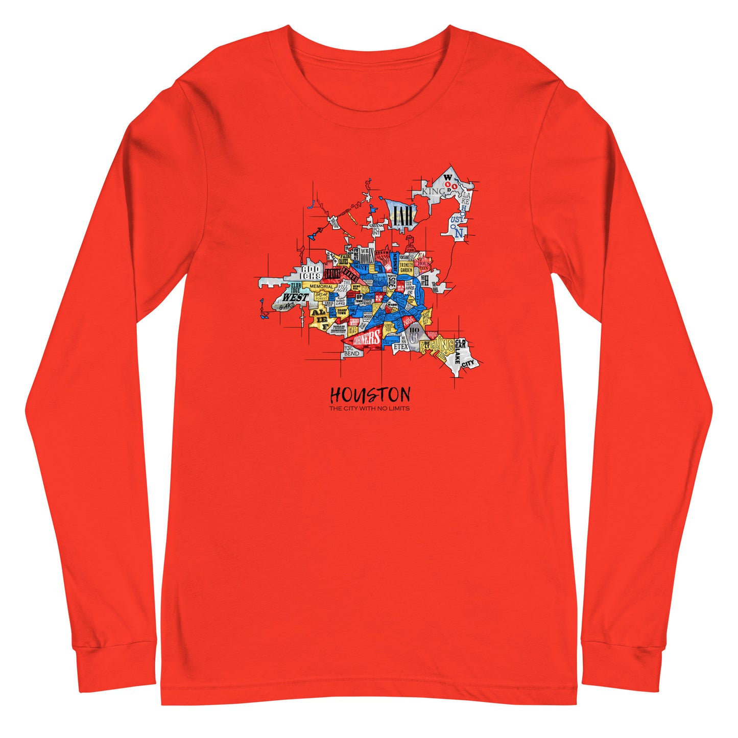 Houston Map Long Sleeve tee (unisex)