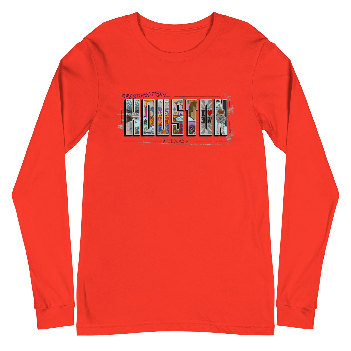Houston Post Card Style Long Sleeve Tee (unisex)