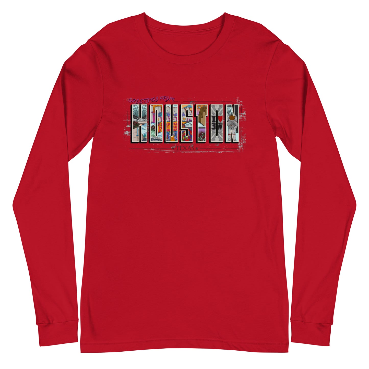 Houston Post Card Style Long Sleeve Tee (unisex)