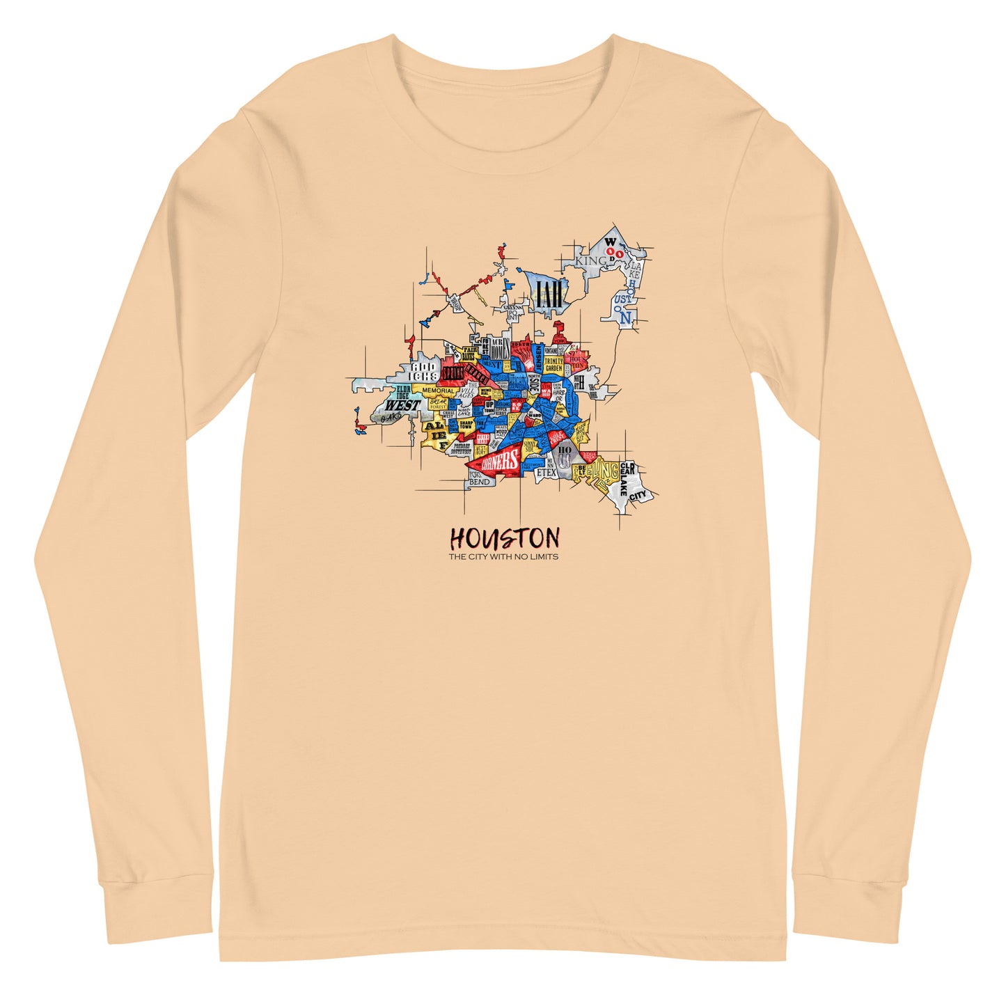 Houston Map Long Sleeve tee (unisex)