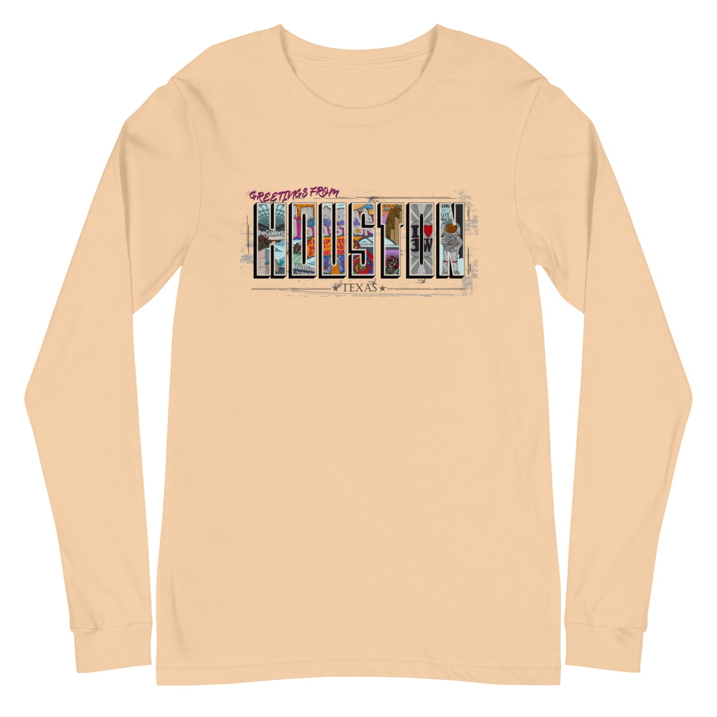 Houston Post Card Style Long Sleeve Tee (unisex)