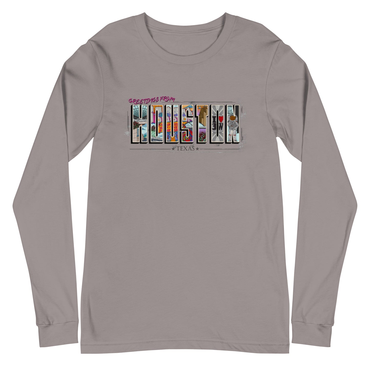 Houston Post Card Style Long Sleeve Tee (unisex)