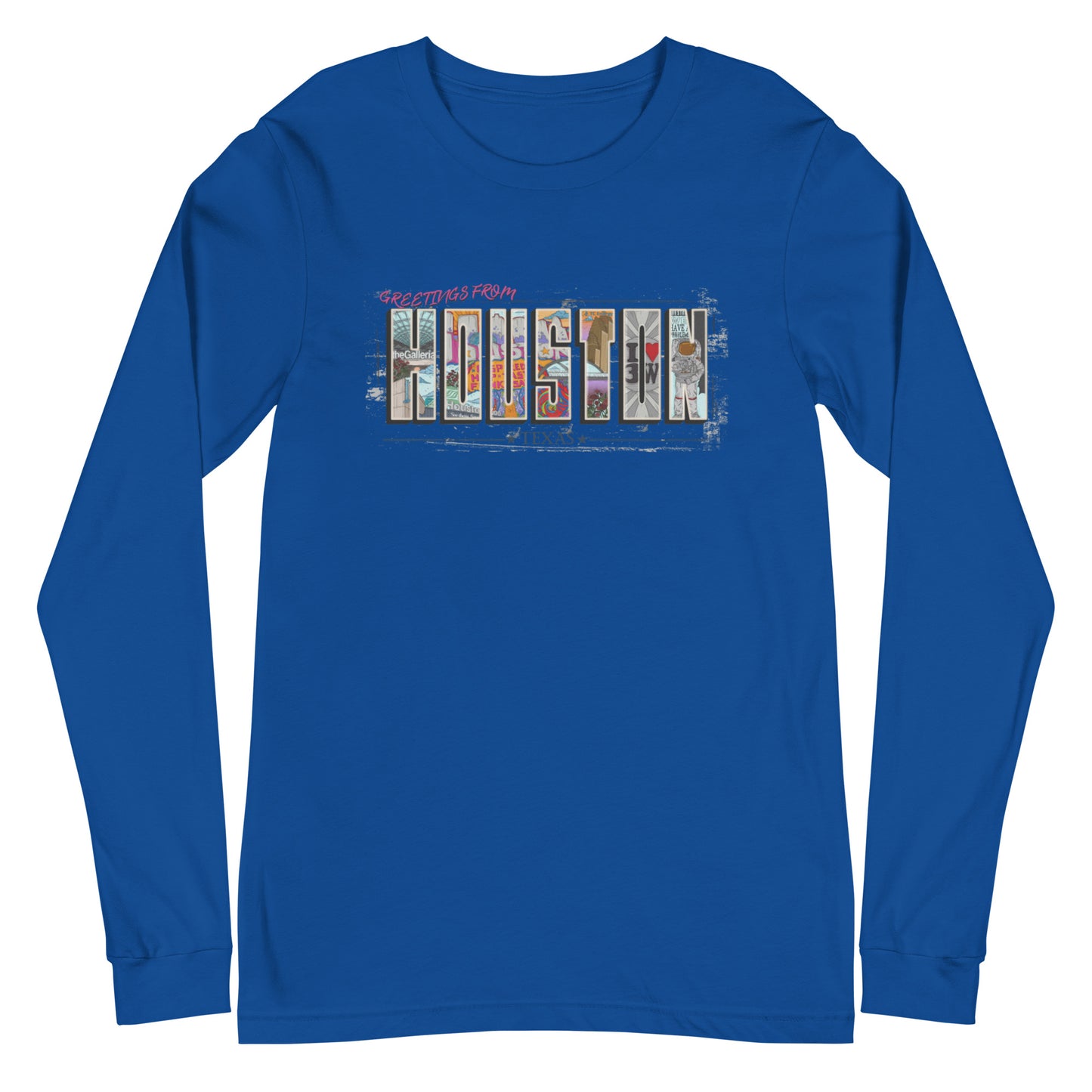 Houston Post Card Style Long Sleeve Tee (unisex)