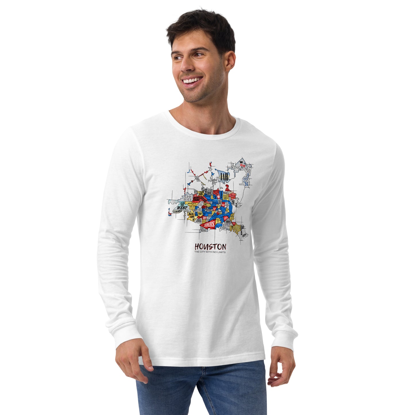 Houston Map Long Sleeve tee (unisex)
