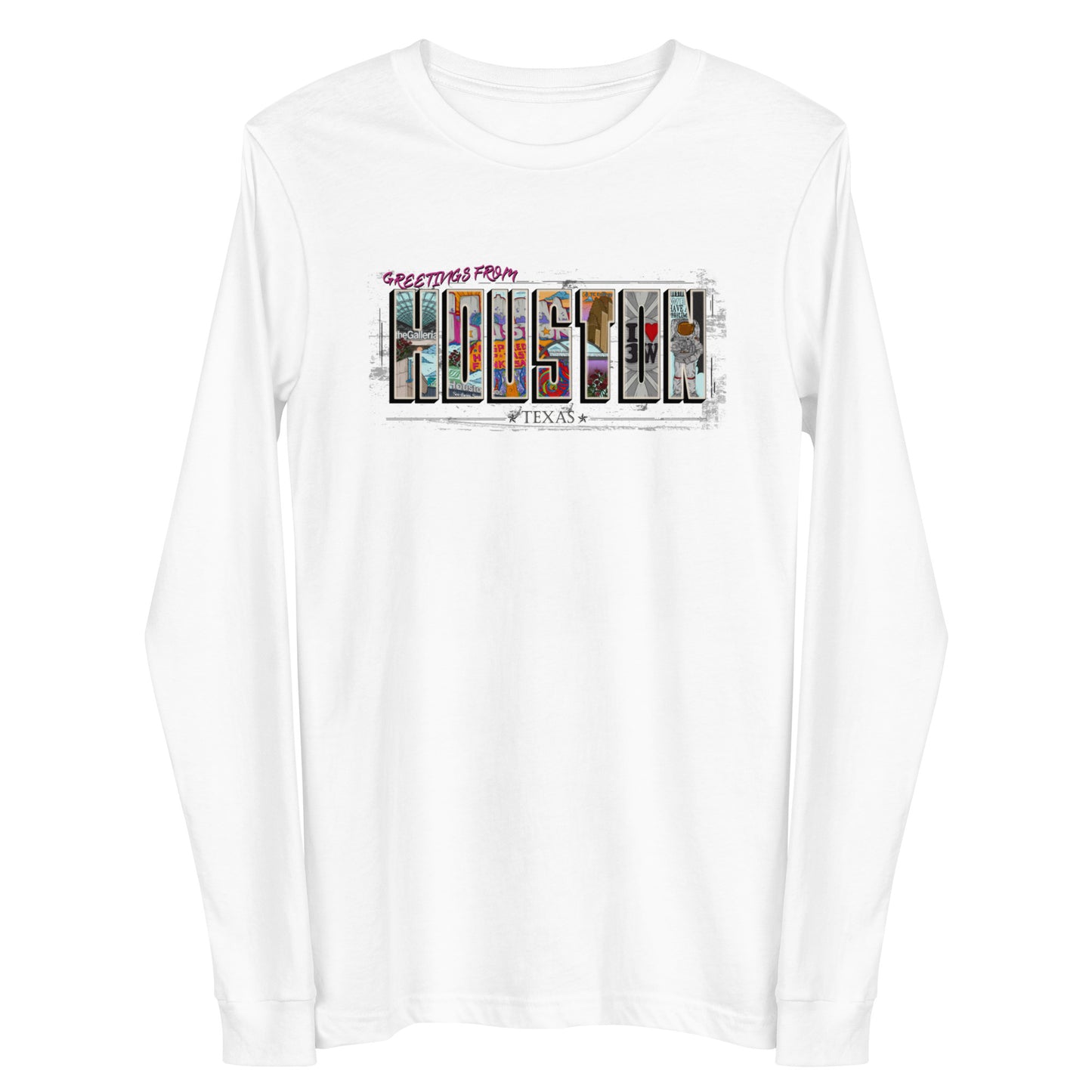 Houston Post Card Style Long Sleeve Tee (unisex)