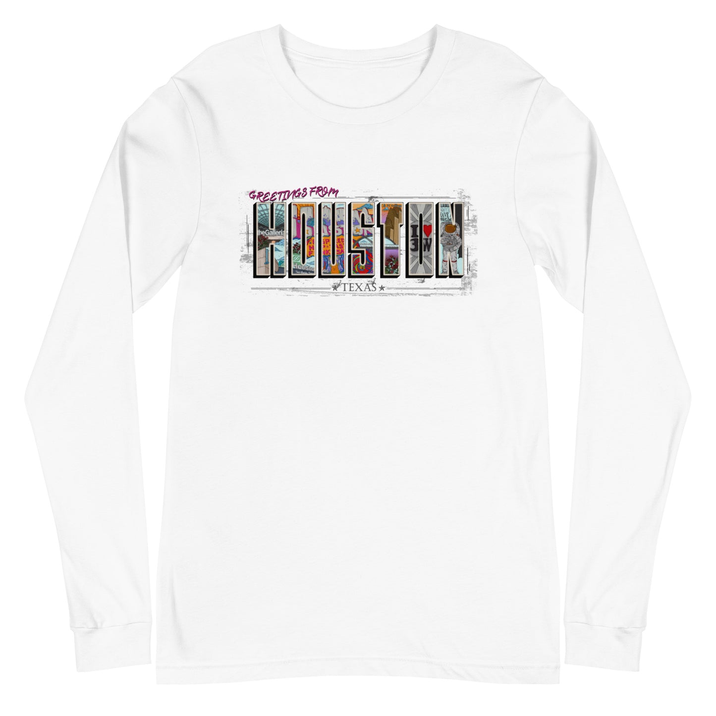 Houston Post Card Style Long Sleeve Tee (unisex)