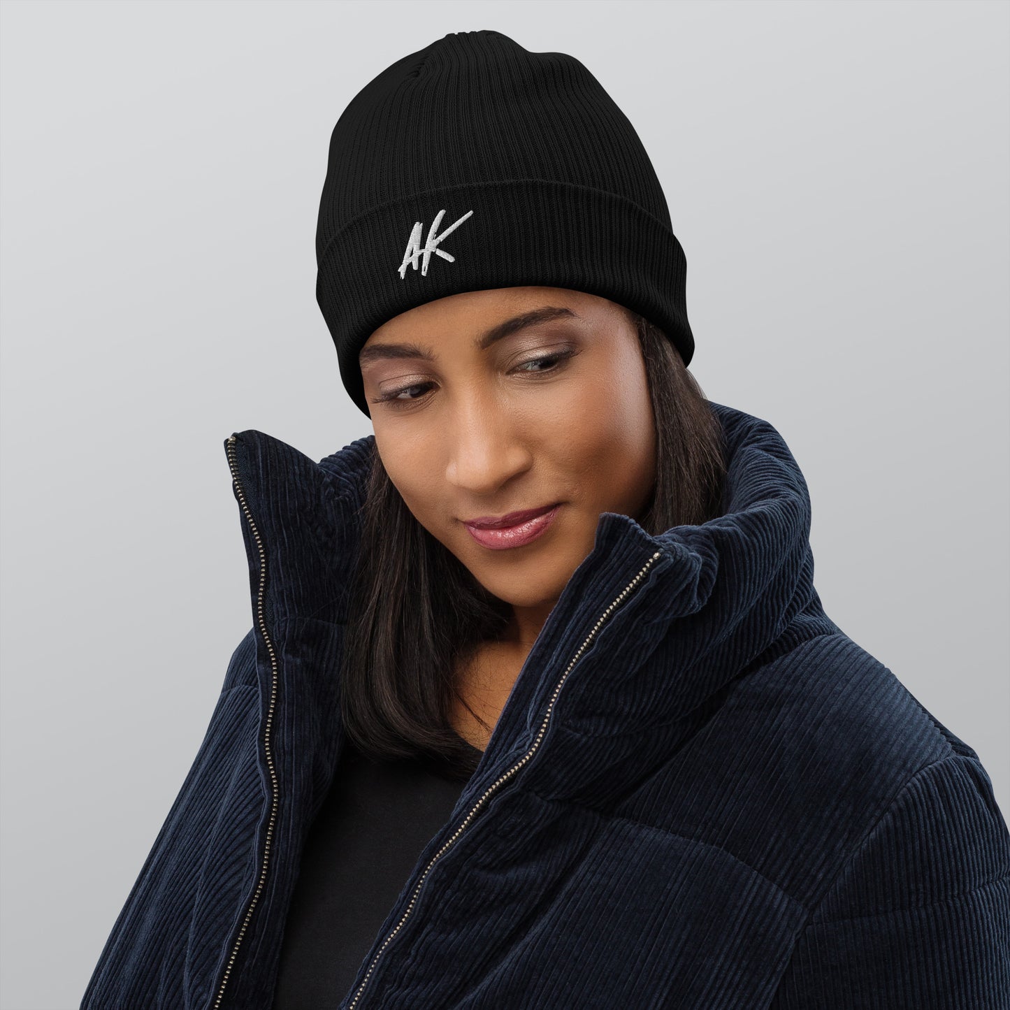AK ribbed beanie (white)