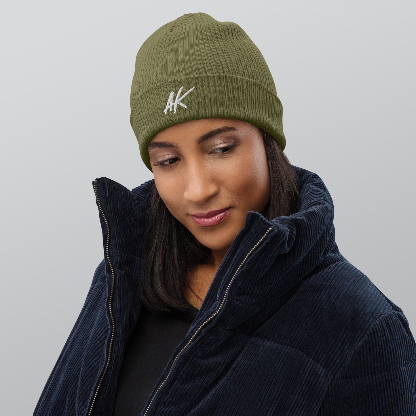 AK ribbed beanie (white)
