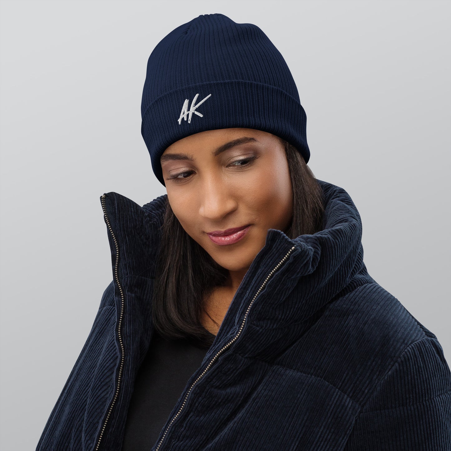 AK ribbed beanie (white)