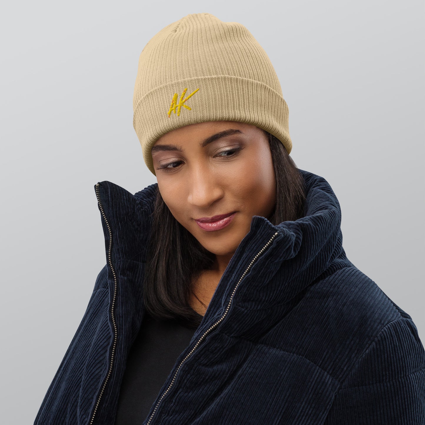 AK ribbed beanie (gold)