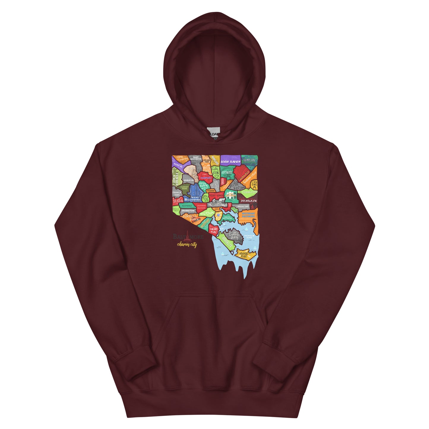 Baltimore map Hoodie (unisex)