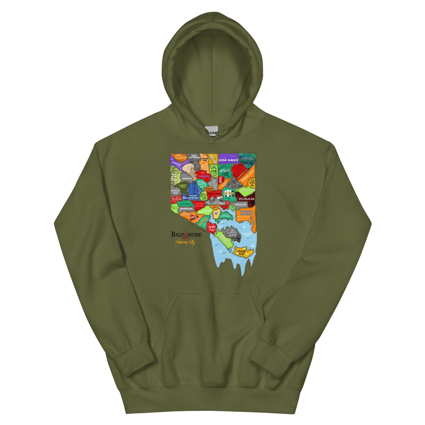 Baltimore map Hoodie (unisex)