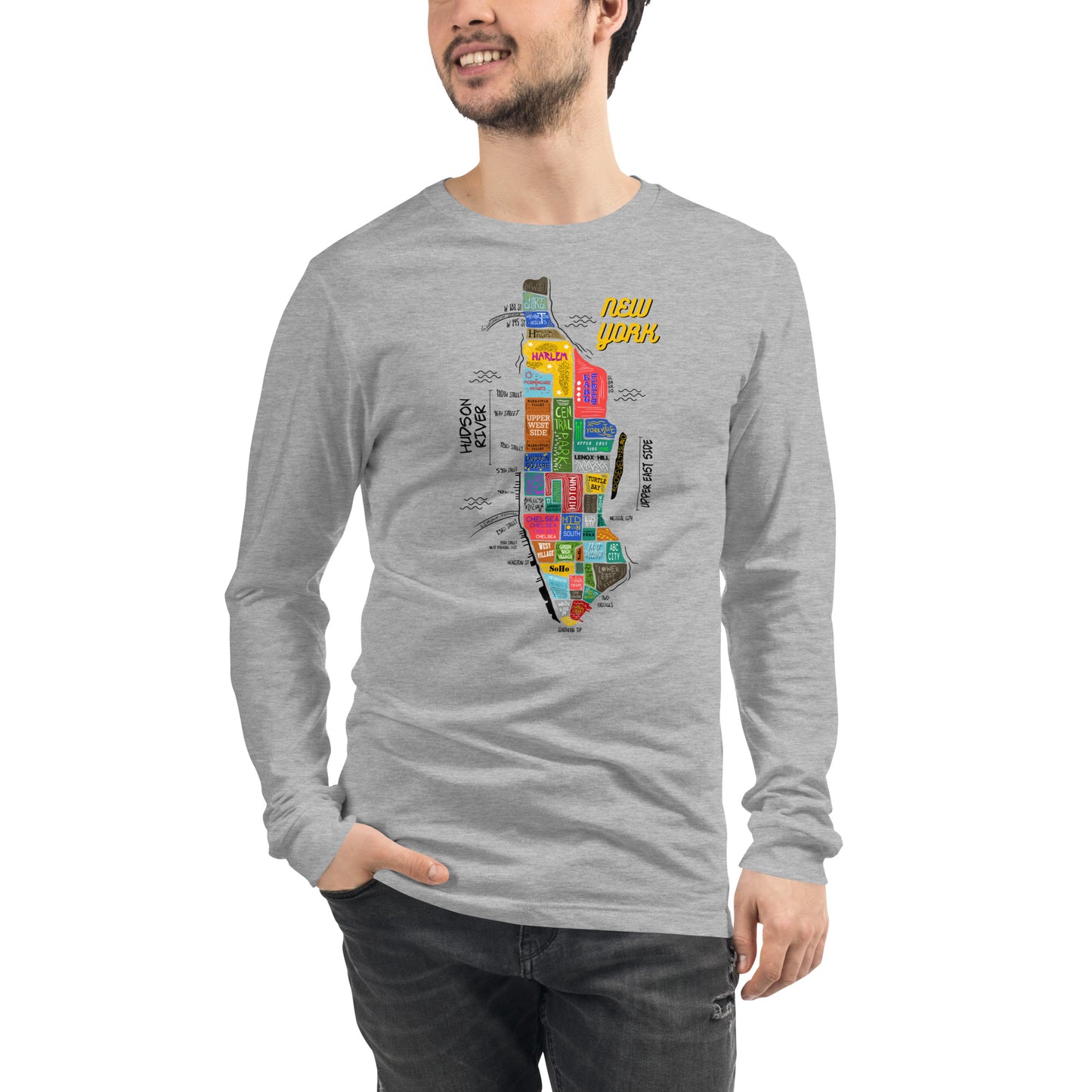NYC map Long Sleeve Tee (unisex)