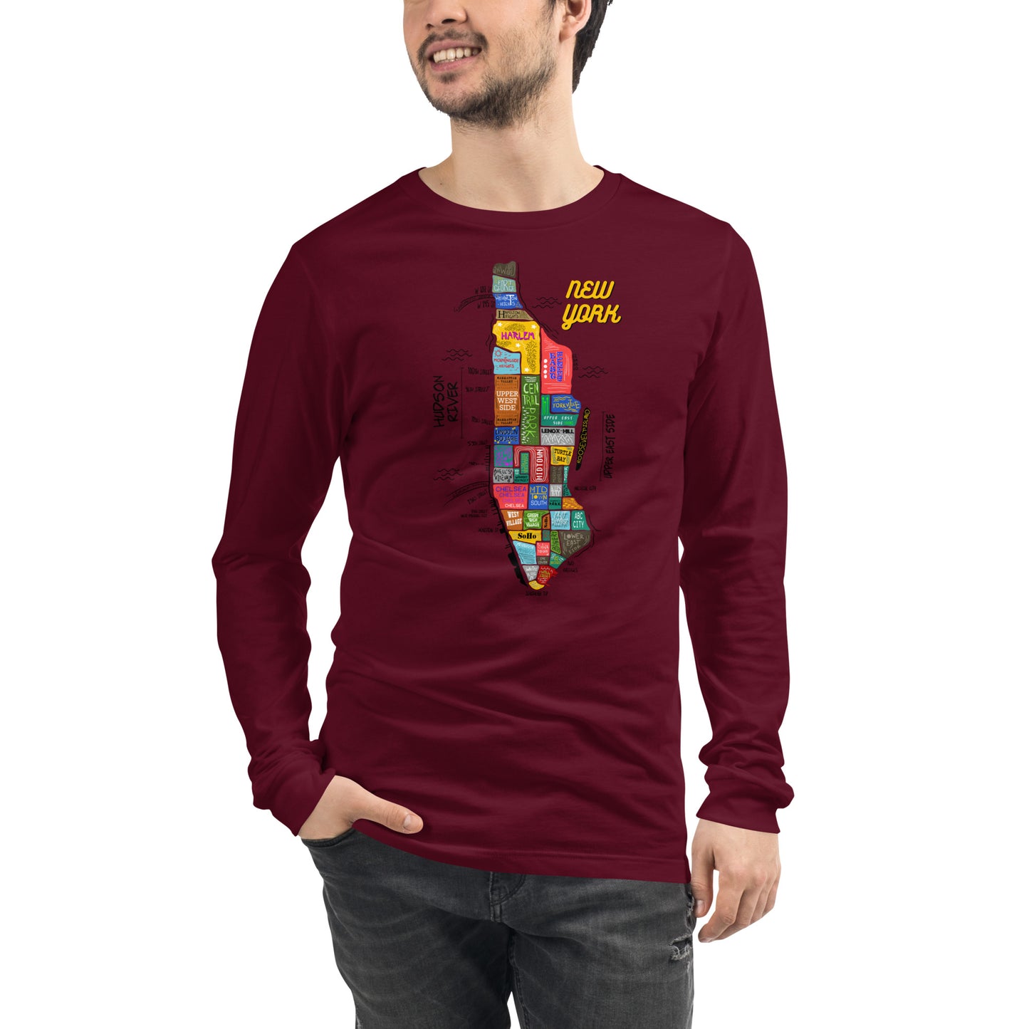 NYC map Long Sleeve Tee (unisex)